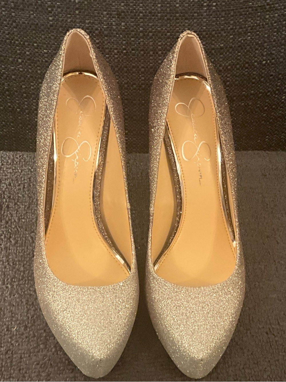 Jessica Simpson Silver Glitter Pointed Pumps